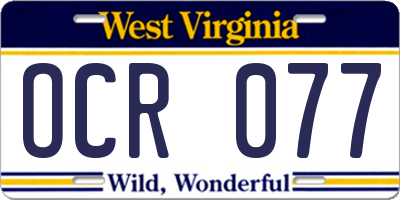 WV license plate OCR077