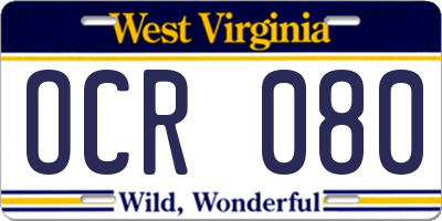 WV license plate OCR080