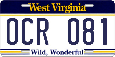 WV license plate OCR081