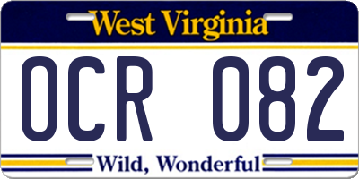 WV license plate OCR082
