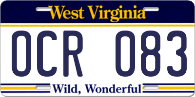WV license plate OCR083