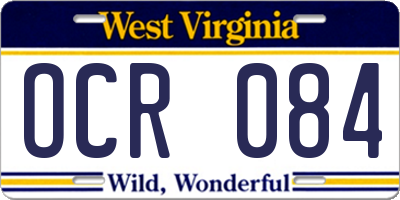 WV license plate OCR084
