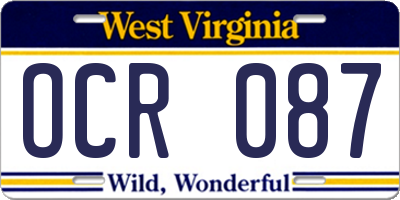 WV license plate OCR087