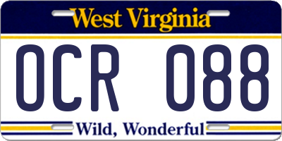WV license plate OCR088