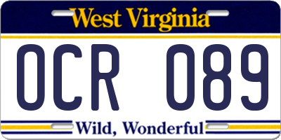 WV license plate OCR089