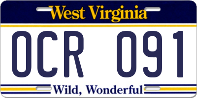 WV license plate OCR091