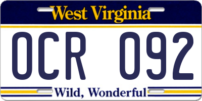 WV license plate OCR092