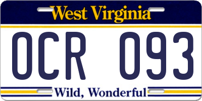 WV license plate OCR093