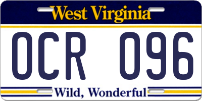 WV license plate OCR096