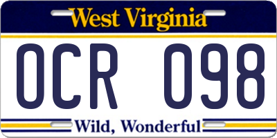 WV license plate OCR098