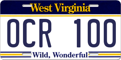 WV license plate OCR100
