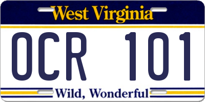 WV license plate OCR101