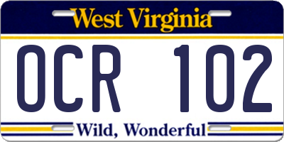 WV license plate OCR102