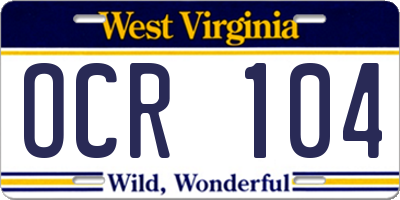 WV license plate OCR104
