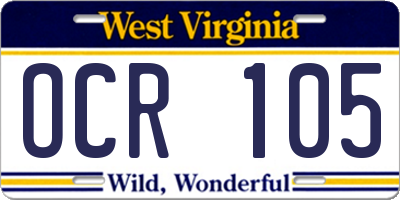 WV license plate OCR105