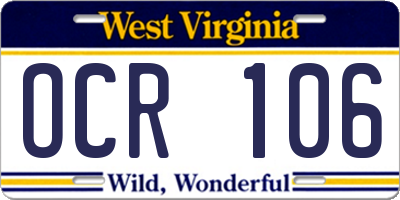 WV license plate OCR106