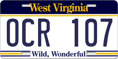 WV license plate OCR107