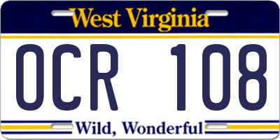 WV license plate OCR108