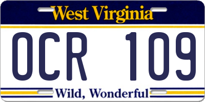 WV license plate OCR109