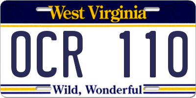 WV license plate OCR110