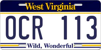 WV license plate OCR113