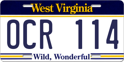 WV license plate OCR114