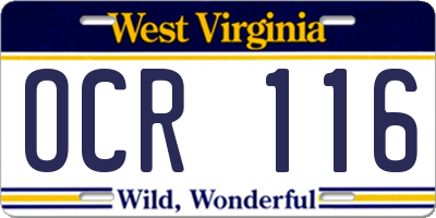 WV license plate OCR116