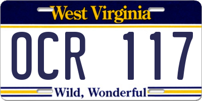 WV license plate OCR117