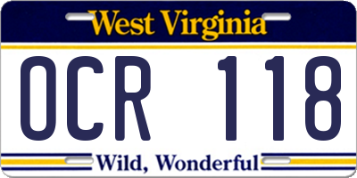 WV license plate OCR118