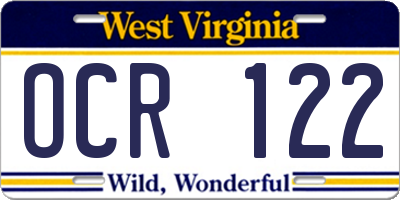 WV license plate OCR122