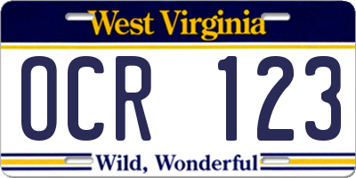 WV license plate OCR123