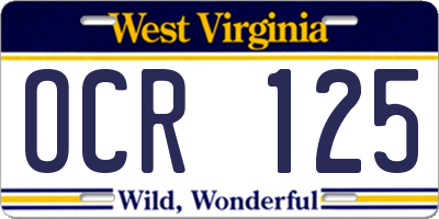 WV license plate OCR125