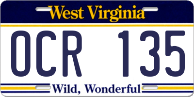 WV license plate OCR135