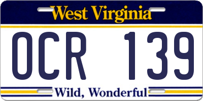 WV license plate OCR139