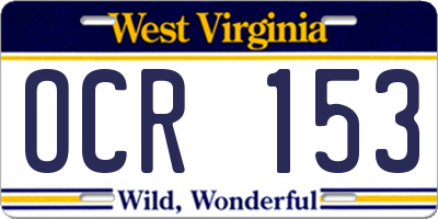 WV license plate OCR153