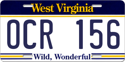 WV license plate OCR156
