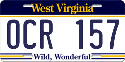 WV license plate OCR157