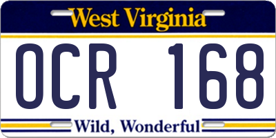 WV license plate OCR168