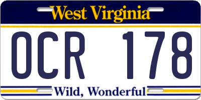 WV license plate OCR178