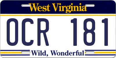 WV license plate OCR181