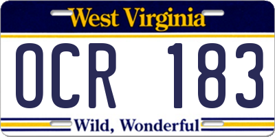 WV license plate OCR183