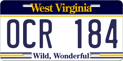 WV license plate OCR184