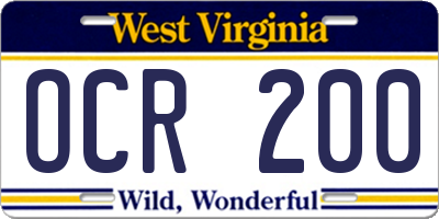 WV license plate OCR200