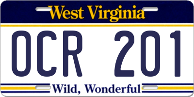 WV license plate OCR201