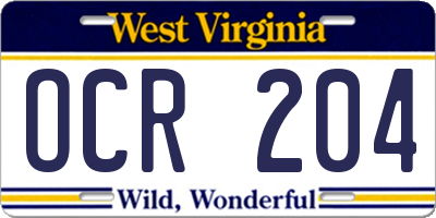 WV license plate OCR204