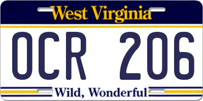 WV license plate OCR206
