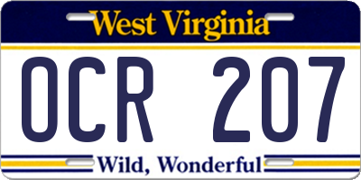 WV license plate OCR207