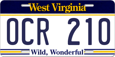 WV license plate OCR210