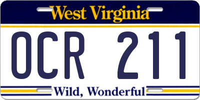 WV license plate OCR211