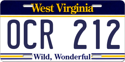 WV license plate OCR212